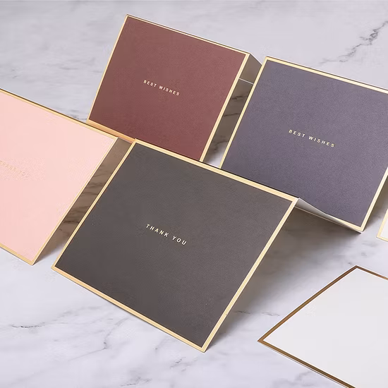 卸売高級カスタム印刷されたエコフレンドリーな招待状空白の 2 つ折りグリーティング カード封筒付き