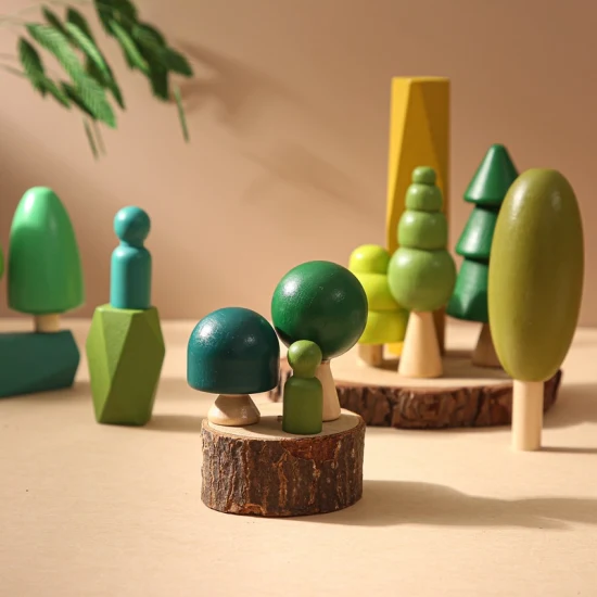 木製ミニチュア木のおもちゃバランススタッキング石ブロック創造的な知育玩具